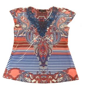 Apt 9 Top with Jewels and Lace Women’s size Medium